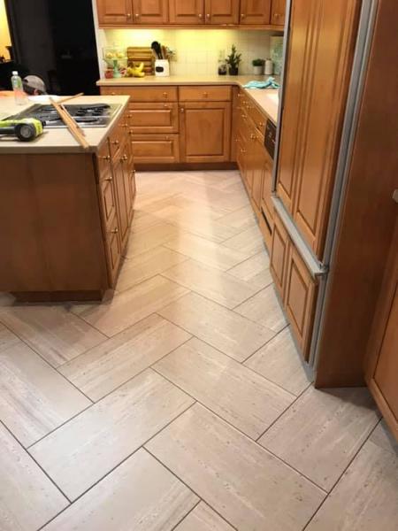 This is a unique approach to subway tile flooring!